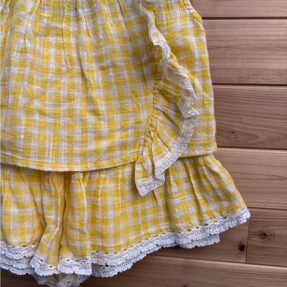 Free People Size 2/XS Yellow Gingham Lace Blouse Shorts Tessa Set - Picture 8 of 11